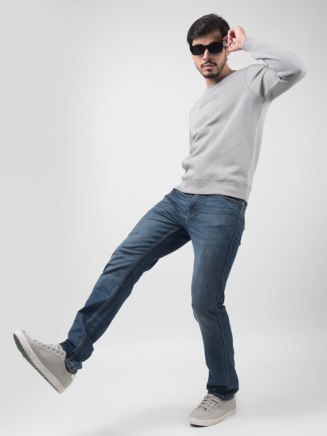 Numero Uno Men Textured Grey Sweat Shirt